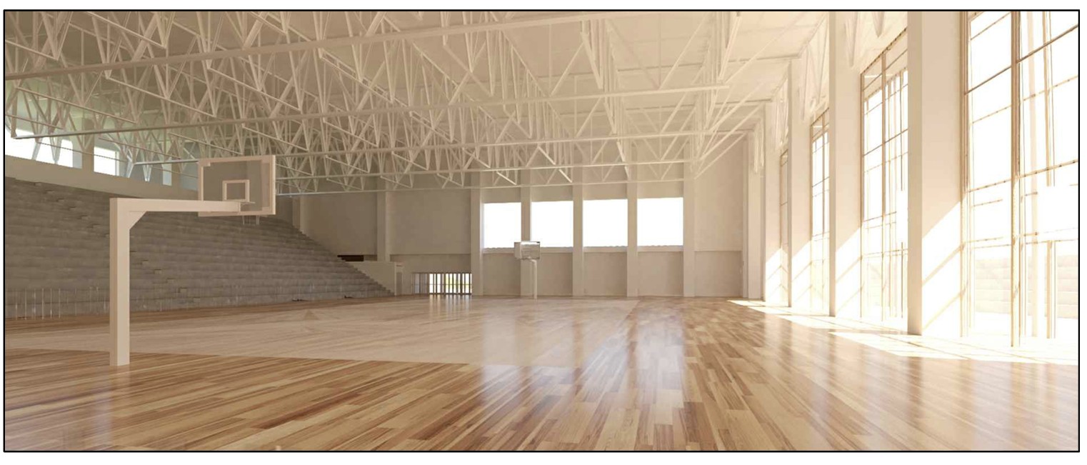 Rendering interno del Palazzetto dello Sport